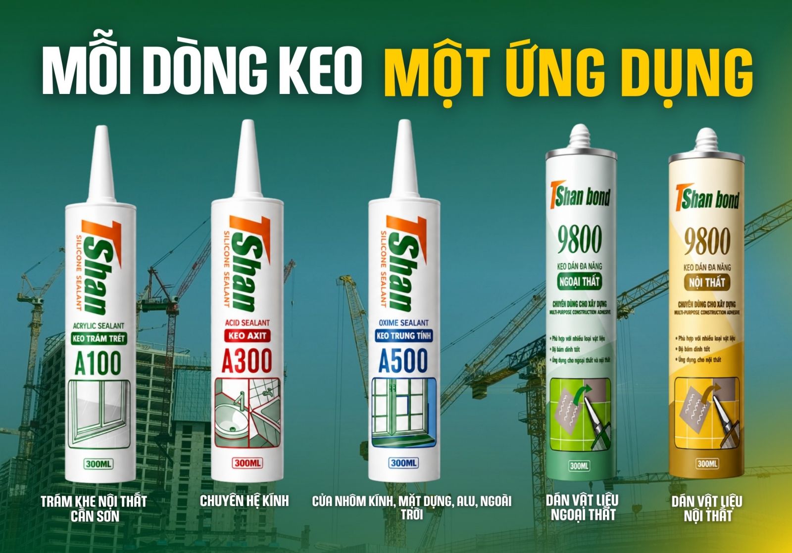 Hệ sản phẩm keo silicone TSHAN chuyên dụng