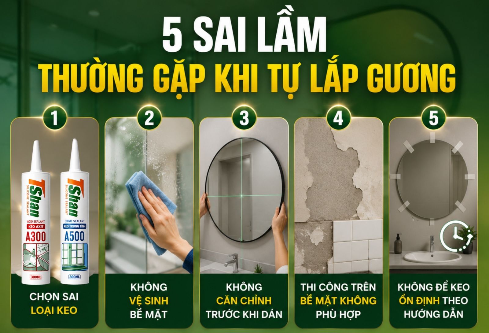 Chọn đúng keo silicone TSHAN để dán gương