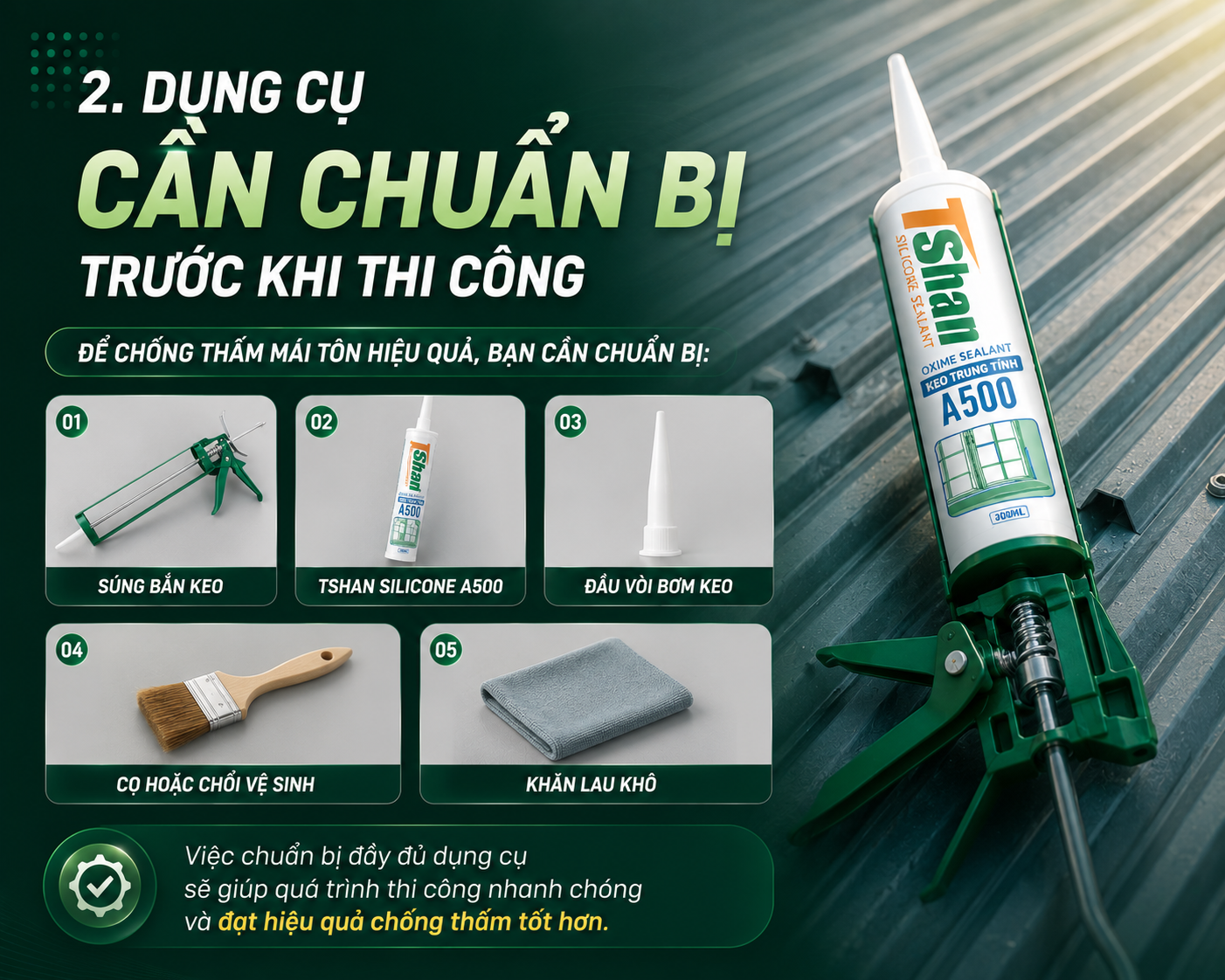 Dụng cụ chuẩn bị chống thấm