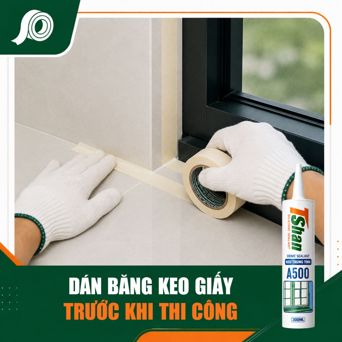 Dán băng keo giấy định hình mép keo