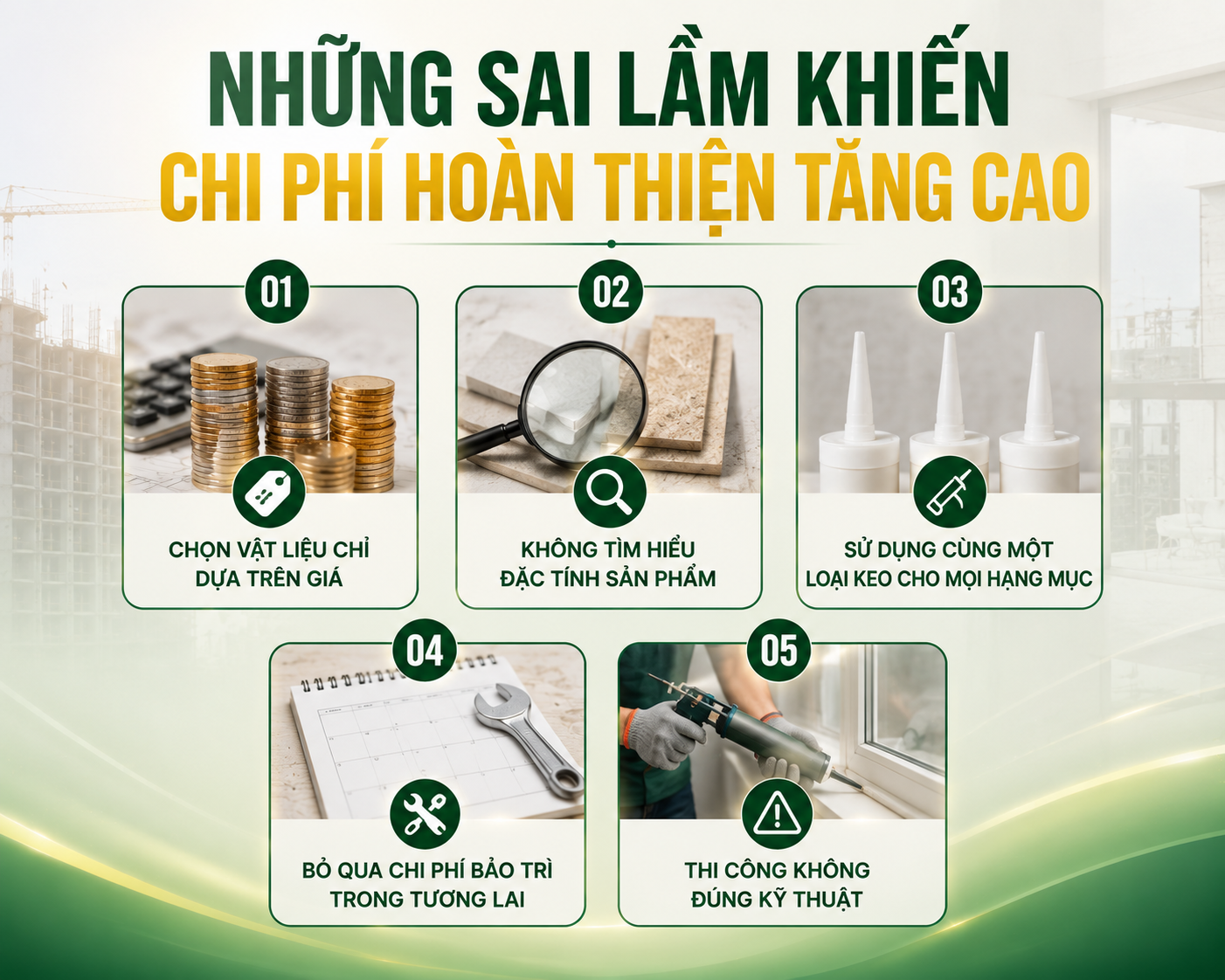 Kiểm soát chi phí và chất lượng vật tư hoàn thiện