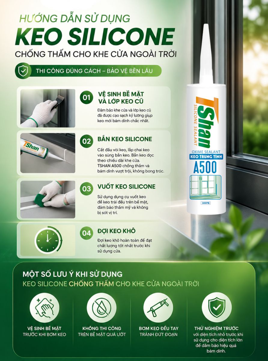 Hướng dẫn bắn keo chống thấm khe cửa